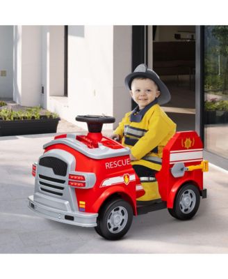 12V Kids Electric Ride-On Fire Truck with LED Lights and Music, Ages 3-5