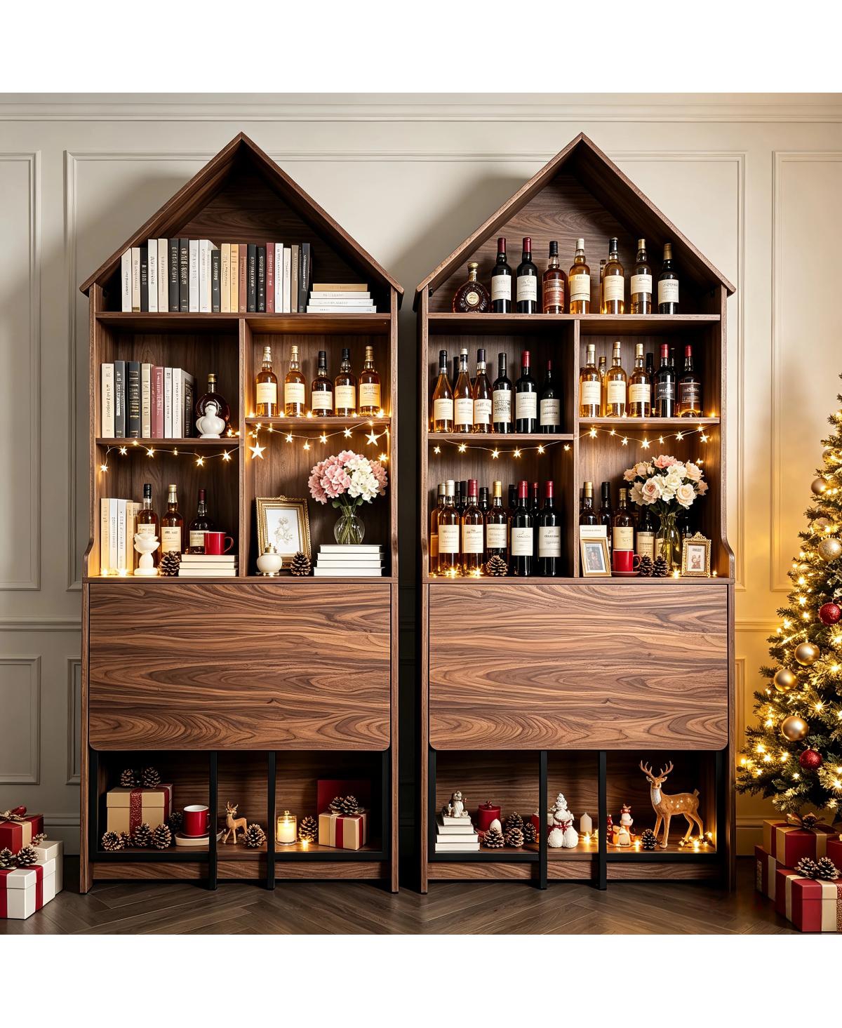 Streamdale Furniture Folding Craft Desk with Storage Shelves and Bookshelf Convertible