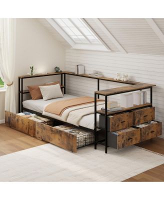Twin Metal Platform Bed Frame with Storage Drawers