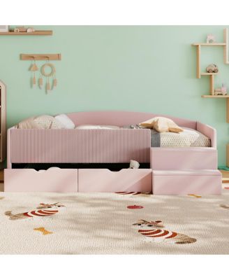  Twin Size Upholstered Daybed Frame with 2 Storage Drawers