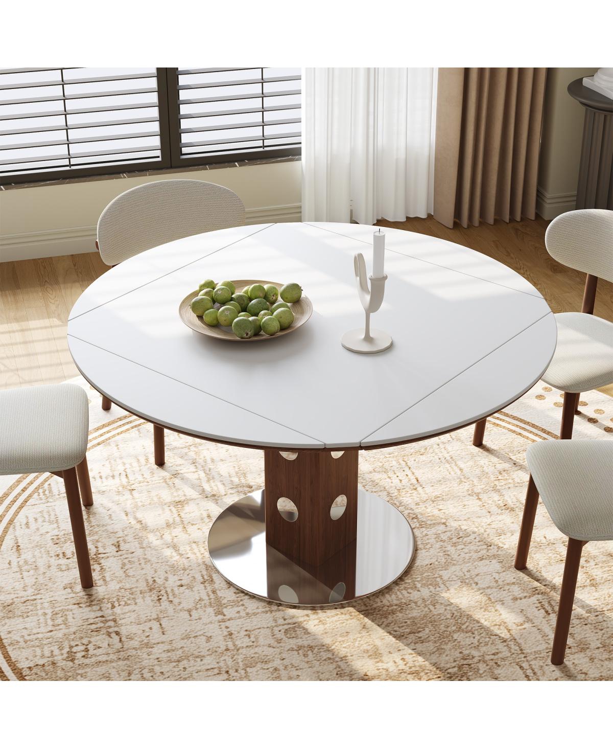 Streamdale Furniture 47.2" Extendable Round Dining Table, Sintered Stone