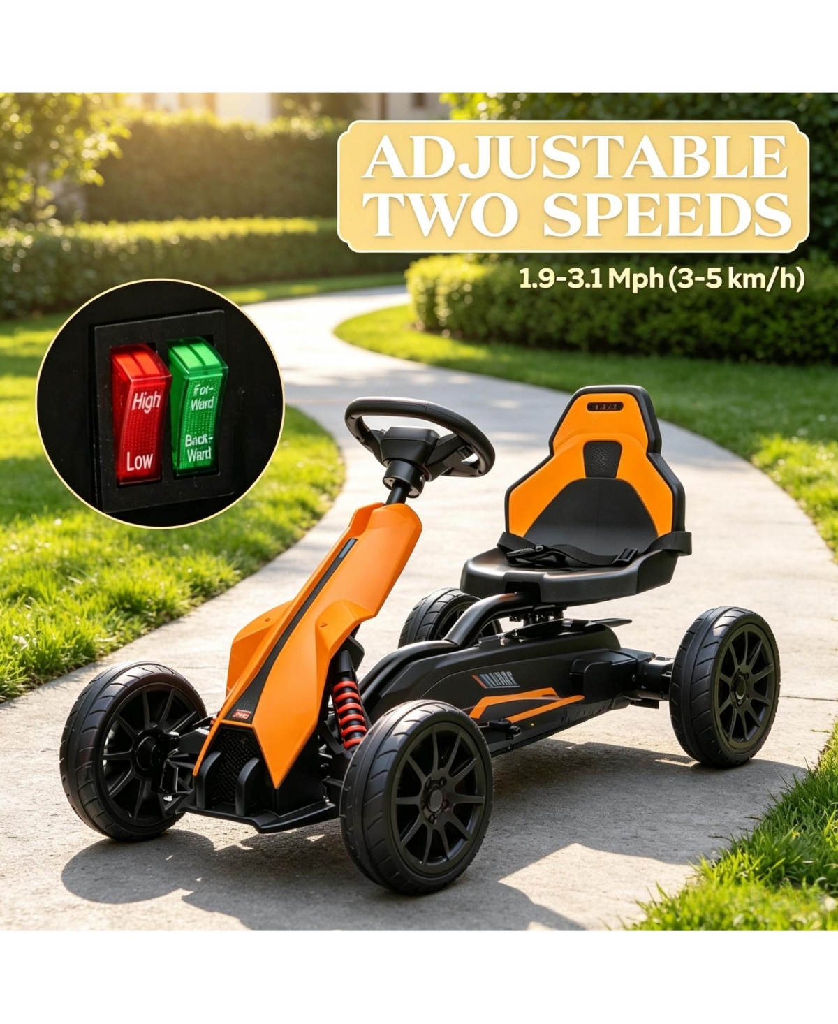 Sevorley Kids Pedal-Powered Go-Kart with Adjustable Seat and Handbrake, Ages 3+
