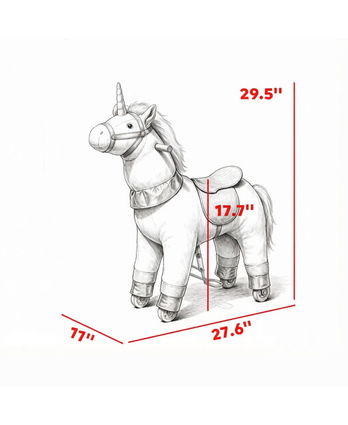 Детская мягкая игрушка SEVORLEY Plush Unicorn Rocking Ride-On Toy, Ages 3-5, цвет: Белый — фото 2