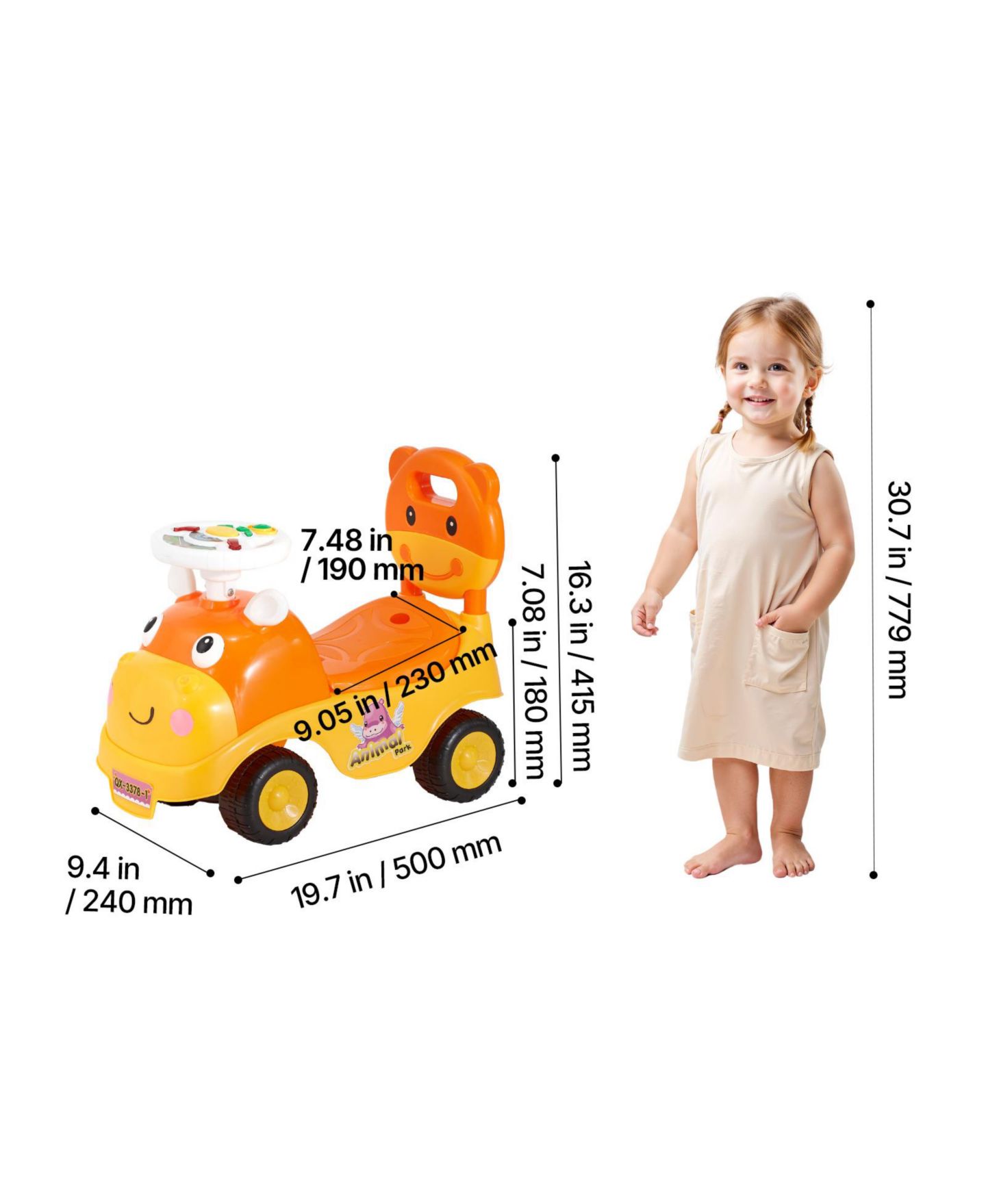 Детская игрушка SUGIFT Toddler Ride On Push Car with Horn Music and Under Seat Storage, 48.5 lb. Capacity, Ages 19-36 Months, цвет: Жёлтый — фото 4