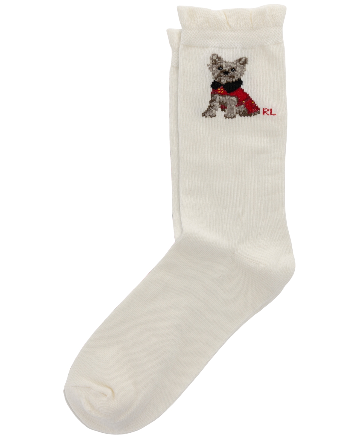 Polo Ralph Lauren Girls' 4-11 Holiday Dog Crew Socks, 3-Pack