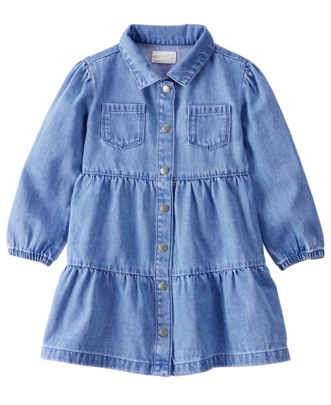 Платье Carter's Little Planet Denim Dress для девочек-малышей, цвет: Средняя варка