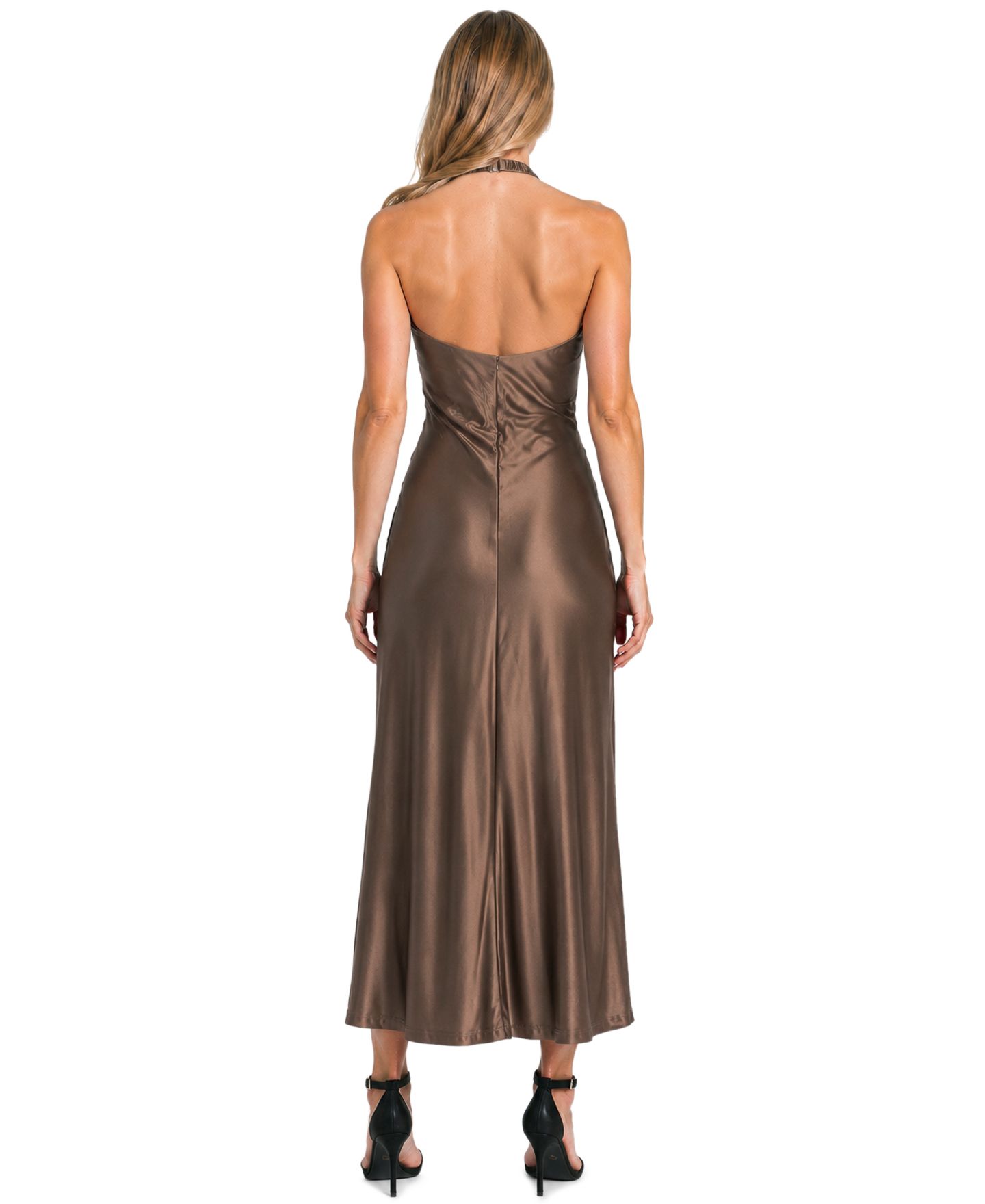 Женское платье Jump Juniors' Cowl-Neck Halter Open-Back Gown, цвет: Золотой — фото 4