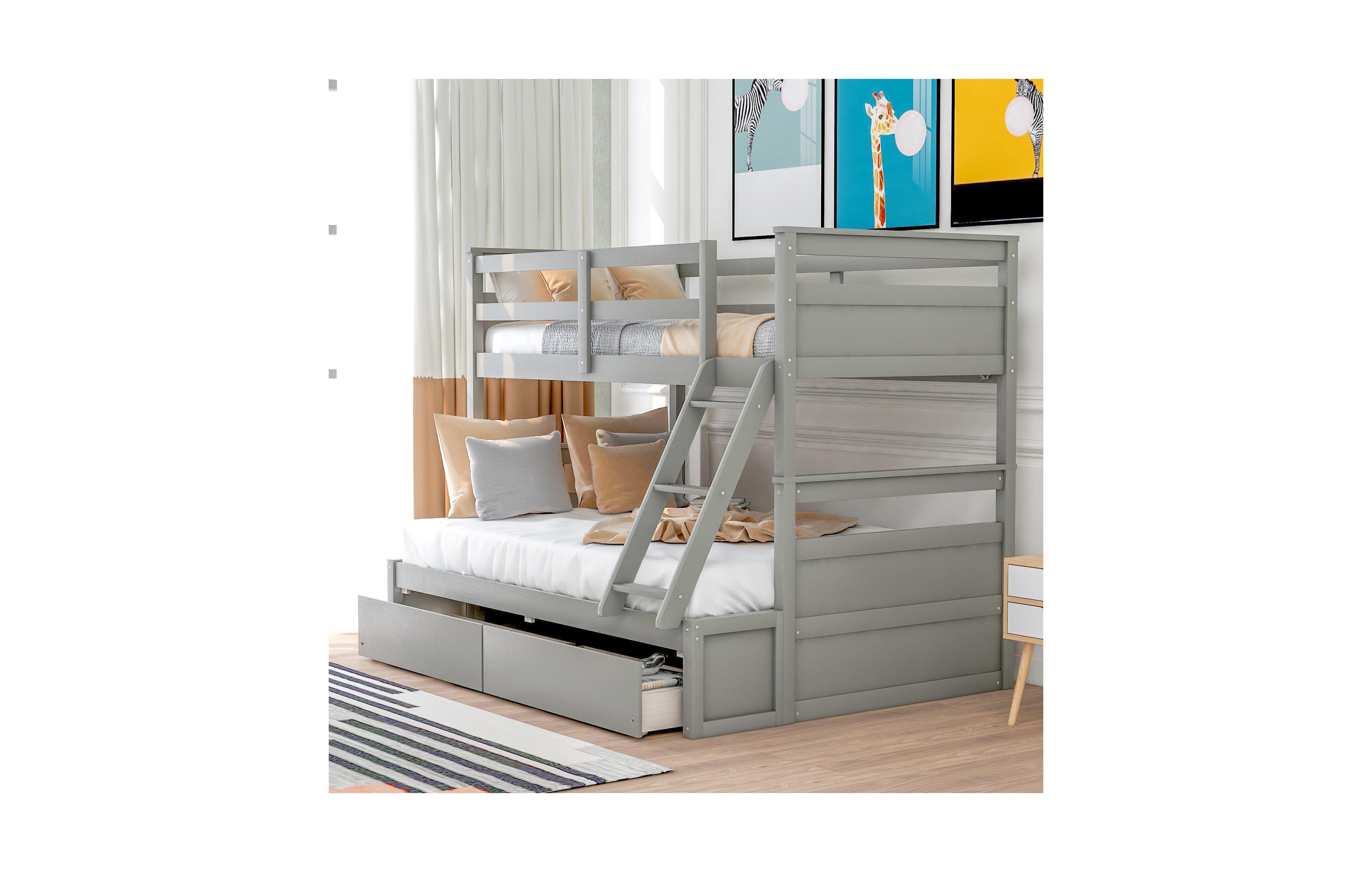 Clihome Twin over Full Bunk Bed with Storage