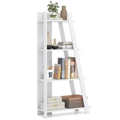 4-Tier Vertical Bookshelf 61 Inch Wooden Display Shelf for Small Spaces with Anti-Toppling Device