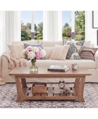 47.2" Farmhouse Coffee Table with 2-Tier Storage