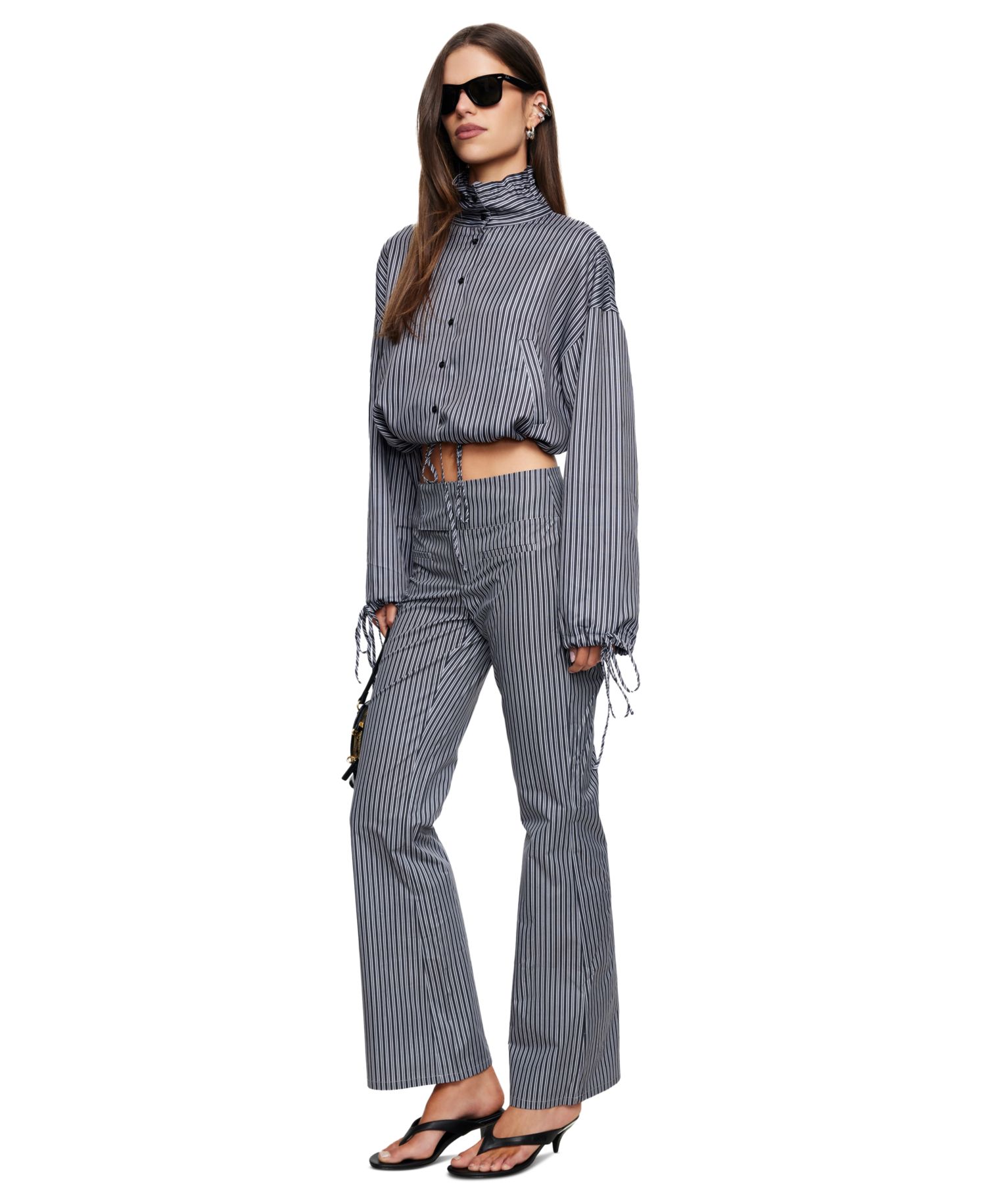 Women's Totti Cropped Turtleneck Stripe Windbreaker
