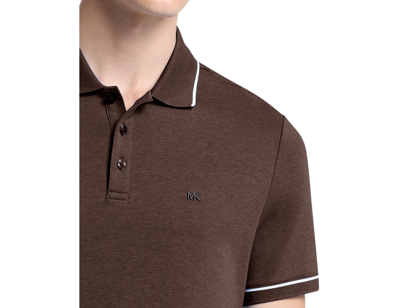Мужское поло Michael Kors Gramercy Short-Sleeve Polo Shirt, цвет: Шоколадный меланжевый — фото 2