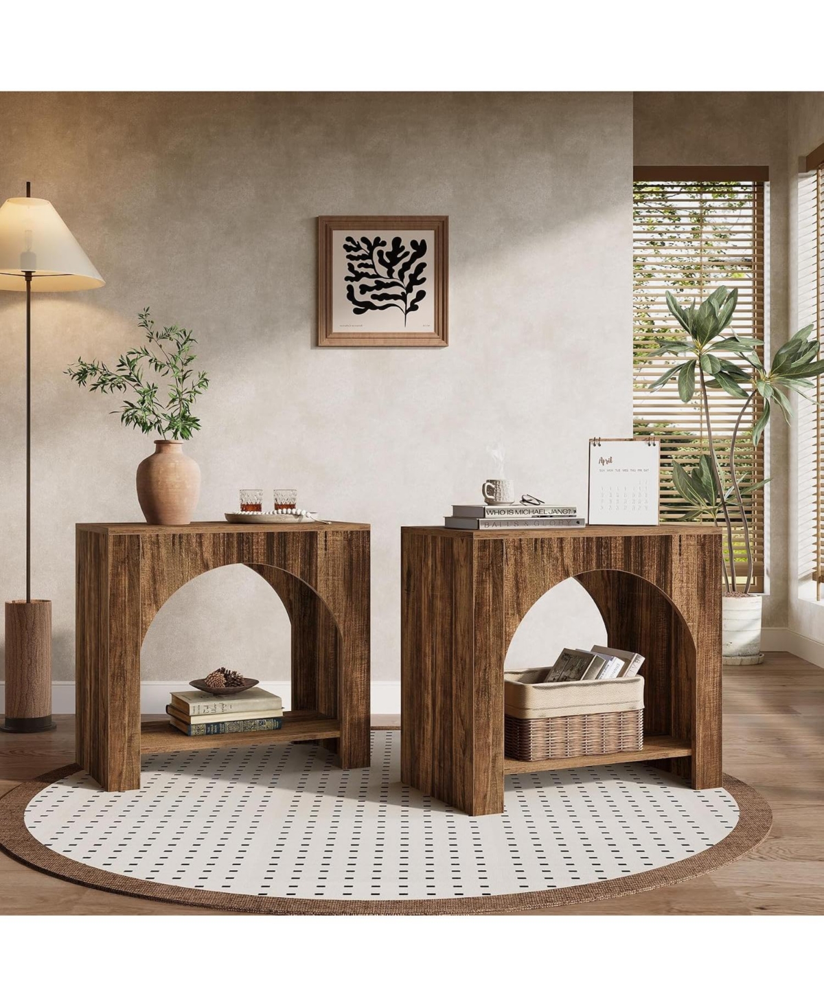 Tribesigns Farmhouse End Table with Storage Shelf, Rectangle
