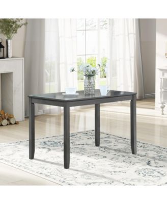 45.5 Inch Rectangular Wooden Dining Table, Solid Wood Frame MDF Veneer 4-Person Kitchen Table