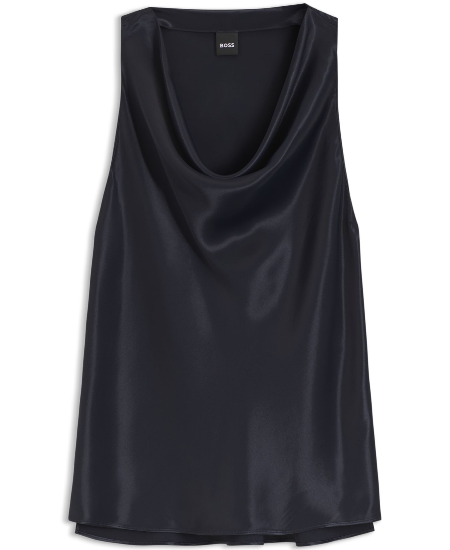 Женская блузка Hugo Boss BOSS by Satin Cowl-Neck Sleeveless, цвет: Тёмный синий — фото 2