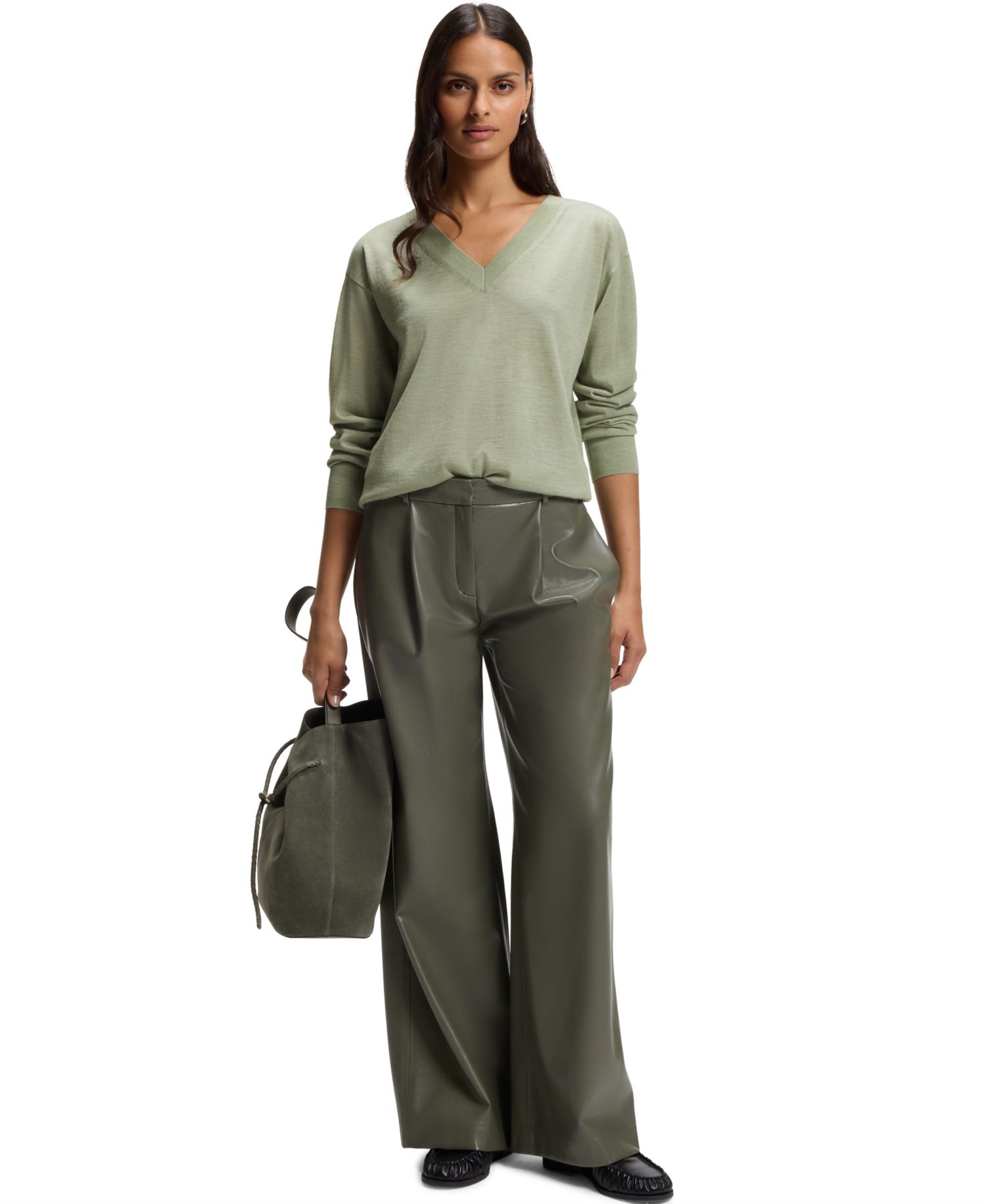 BOSS by Women's Merino Wool Relaxed-Fit Sweater