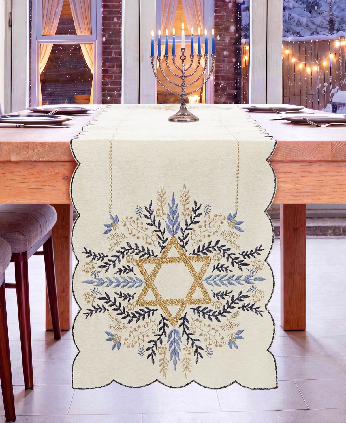 Avanti Star of David Table Runner, 14" x 72"
