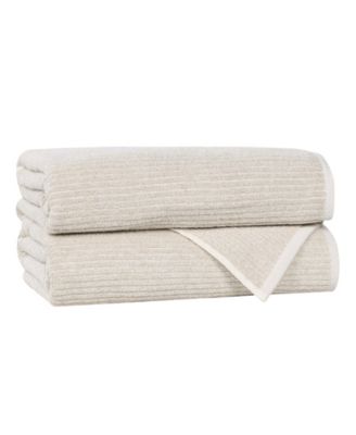 Destin Viscose Blend Absorbent Quick Dry Solid Ribbed Design 2-Piece Bath Towel Set
