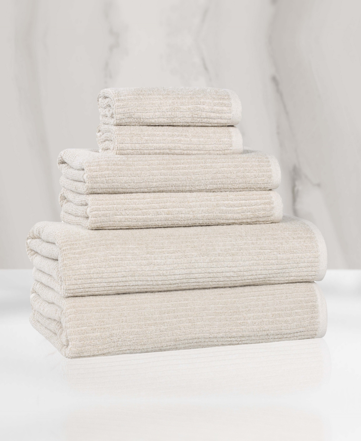 Superior Destin Viscose Blend Absorbent Quick Dry Solid Ribbed Design -Piece Towel Set