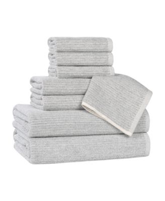 Destin Viscose Blend Absorbent Quick Dry Solid Ribbed Design 8-Piece Towel Set