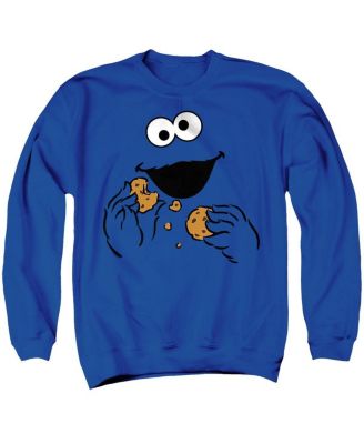 Men's Cookie Monster Om Nom Face Graphic 100% Cotton Crewneck Sweatshirt