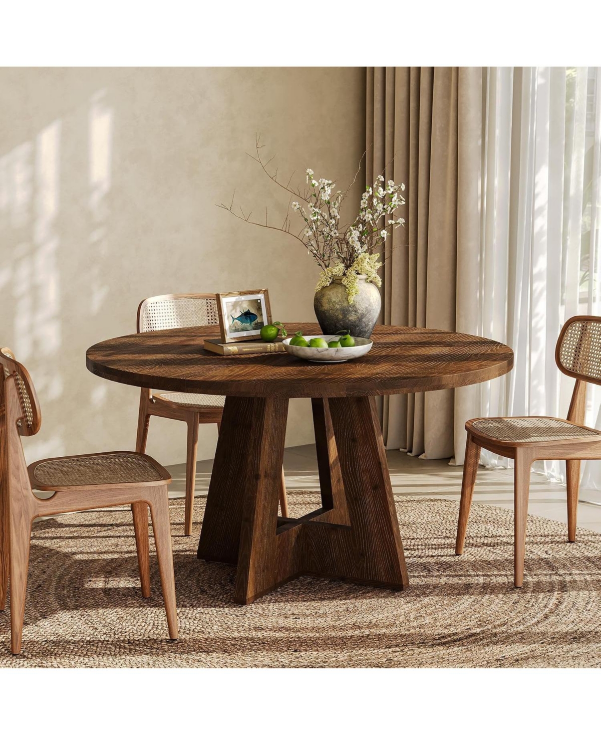Tribesigns Solid Wood Round Dining Table, 47" Farmhouse Kitchen Table