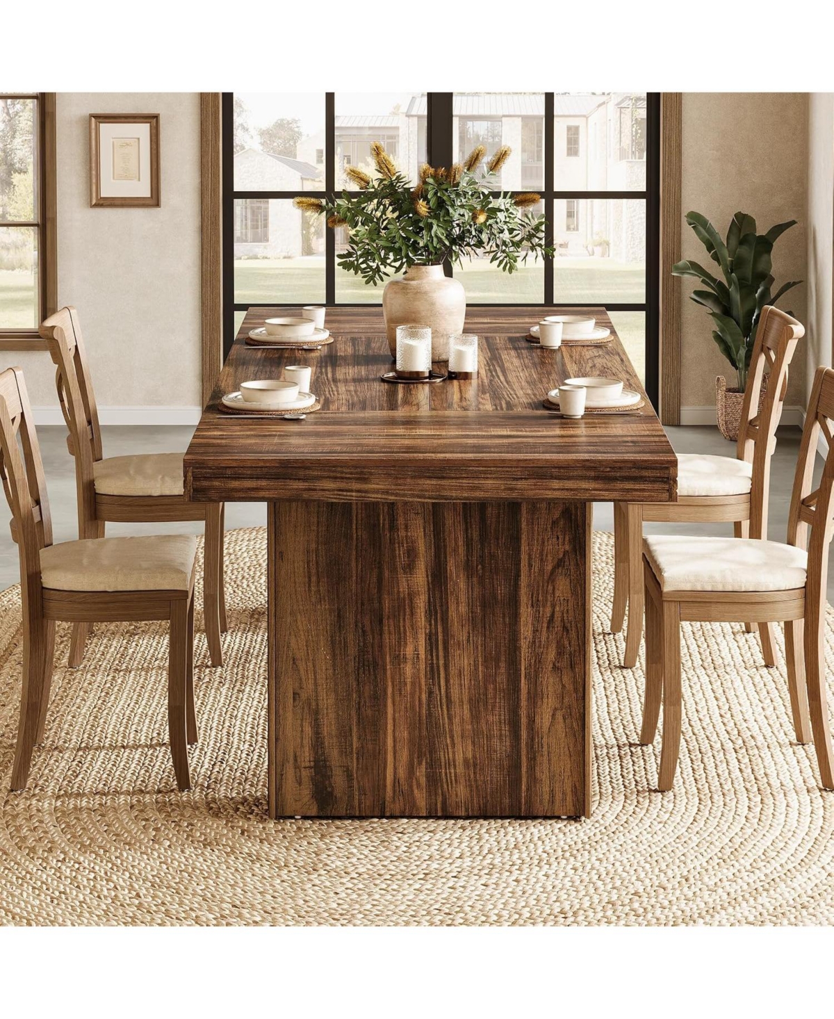 Tribesigns 63 Inches Farmhouse Dining Table for 6,Modern Kitchen Table