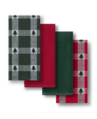 Sherwood Tree Dobby Holiday Plaid Kitchen Towels, Set of 4