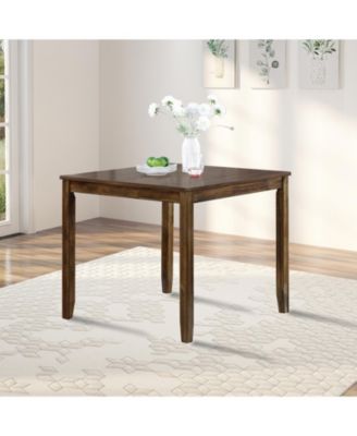 Modern Square Wood Dining Table with Solid Wood Legs and Walnut Finish