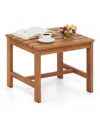 Patio Acacia Wood Accent Side Table17'' Square End Table with Slatted Tabletop