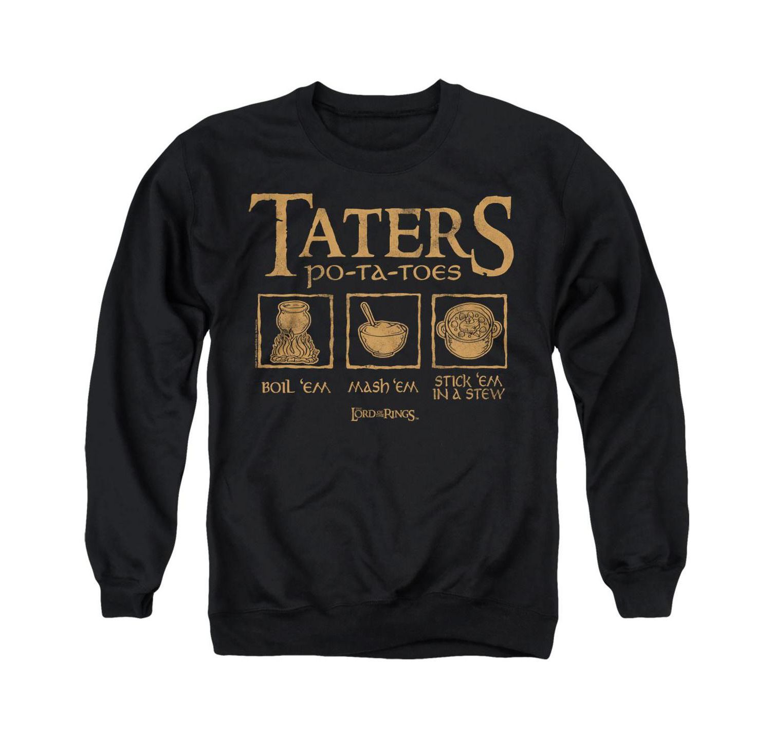 Men's Graphic Long-Sleeve Taters Cotton Crewneck Sweatshirt