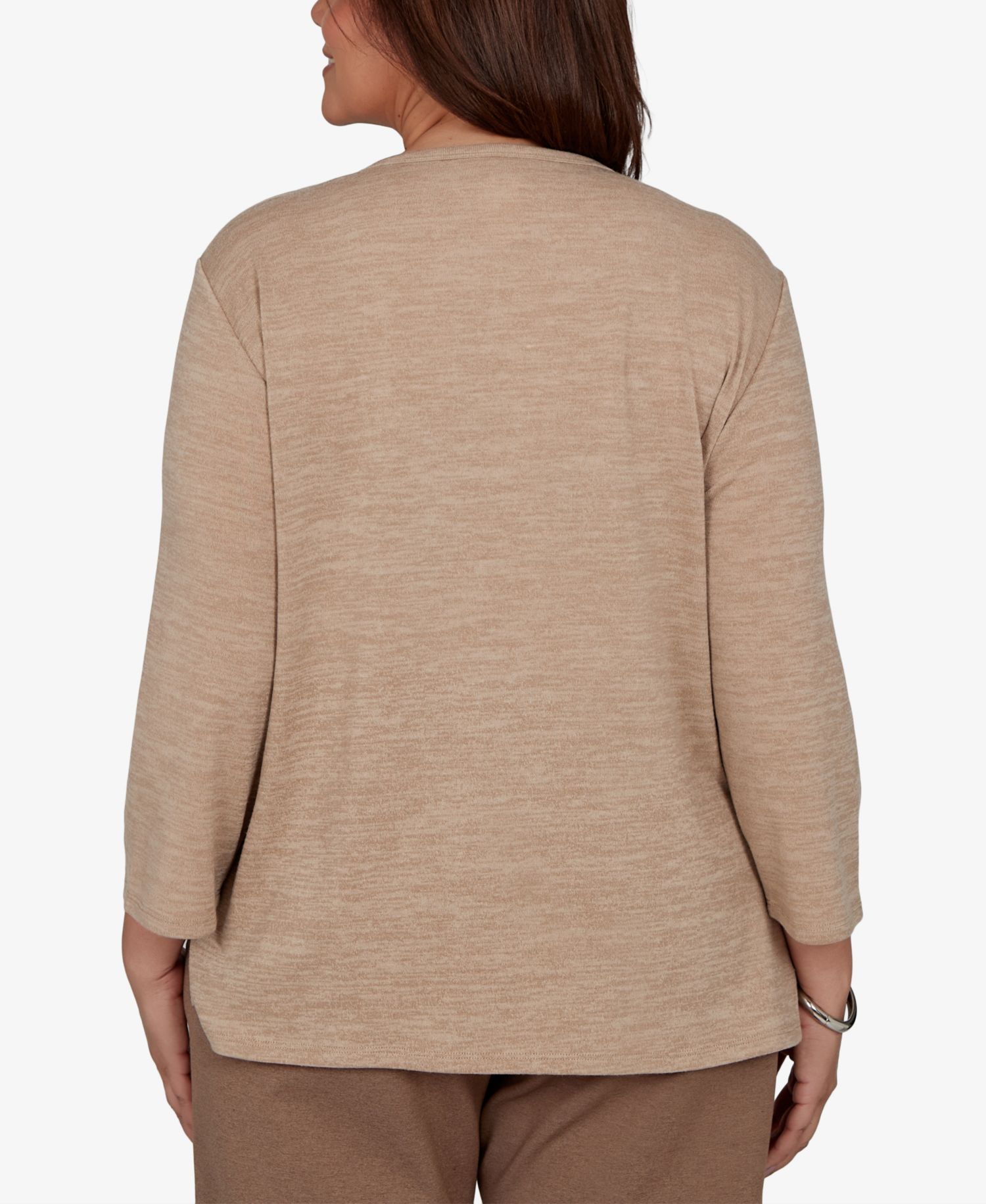Plus Size Floral-Print 3/4-Sleeve T-Shirt