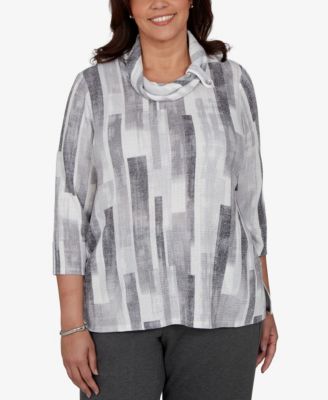 Plus Size Cowl Neck 3/4-Sleeve Textured-Knit Blouse