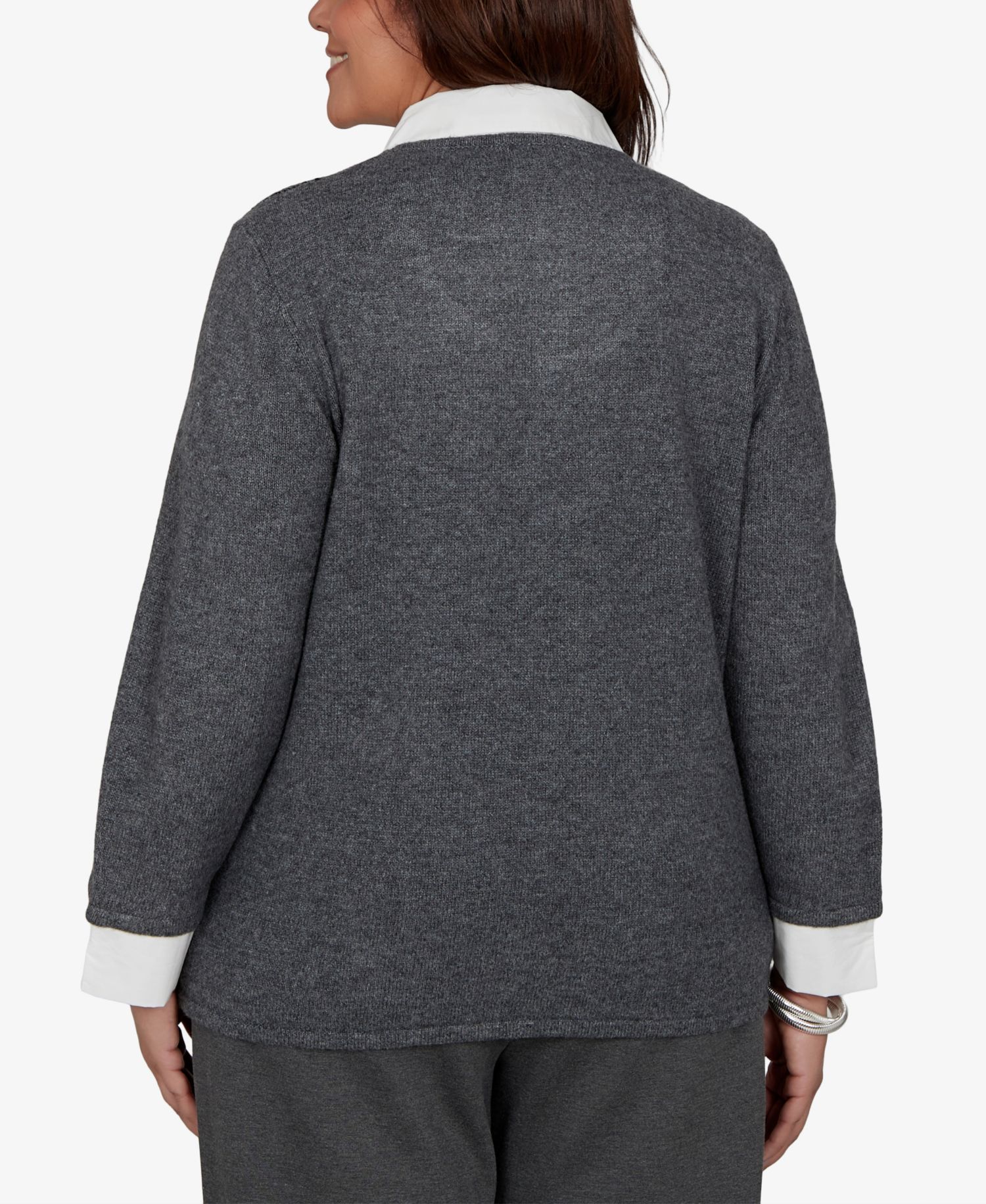 Plus Size Sequin 3/4-Length Sleeve Sweater