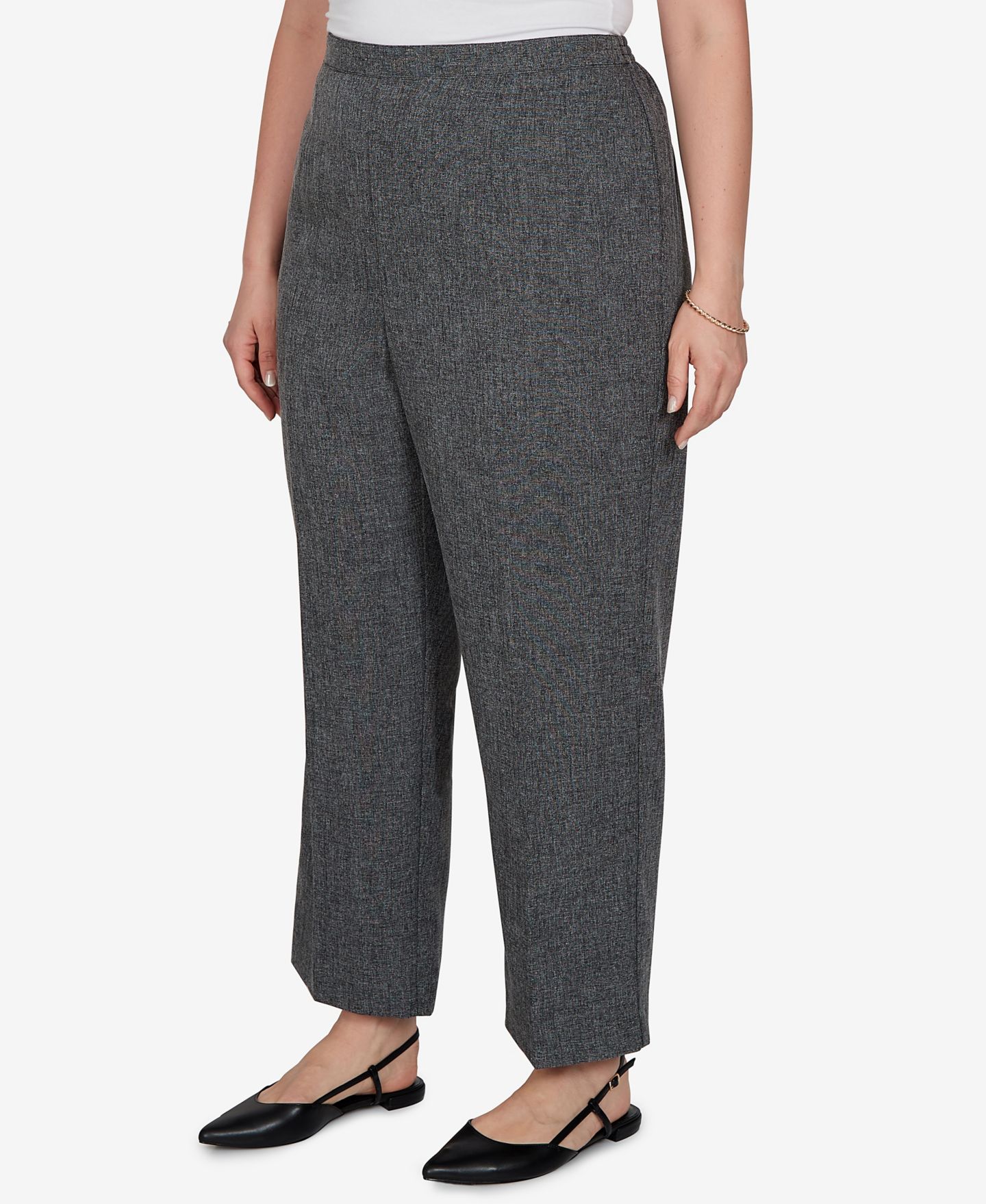Женские брюки Alfred Dunner Plus Size Pull-On Straight, цвет: Чёрный / Белый — фото 4
