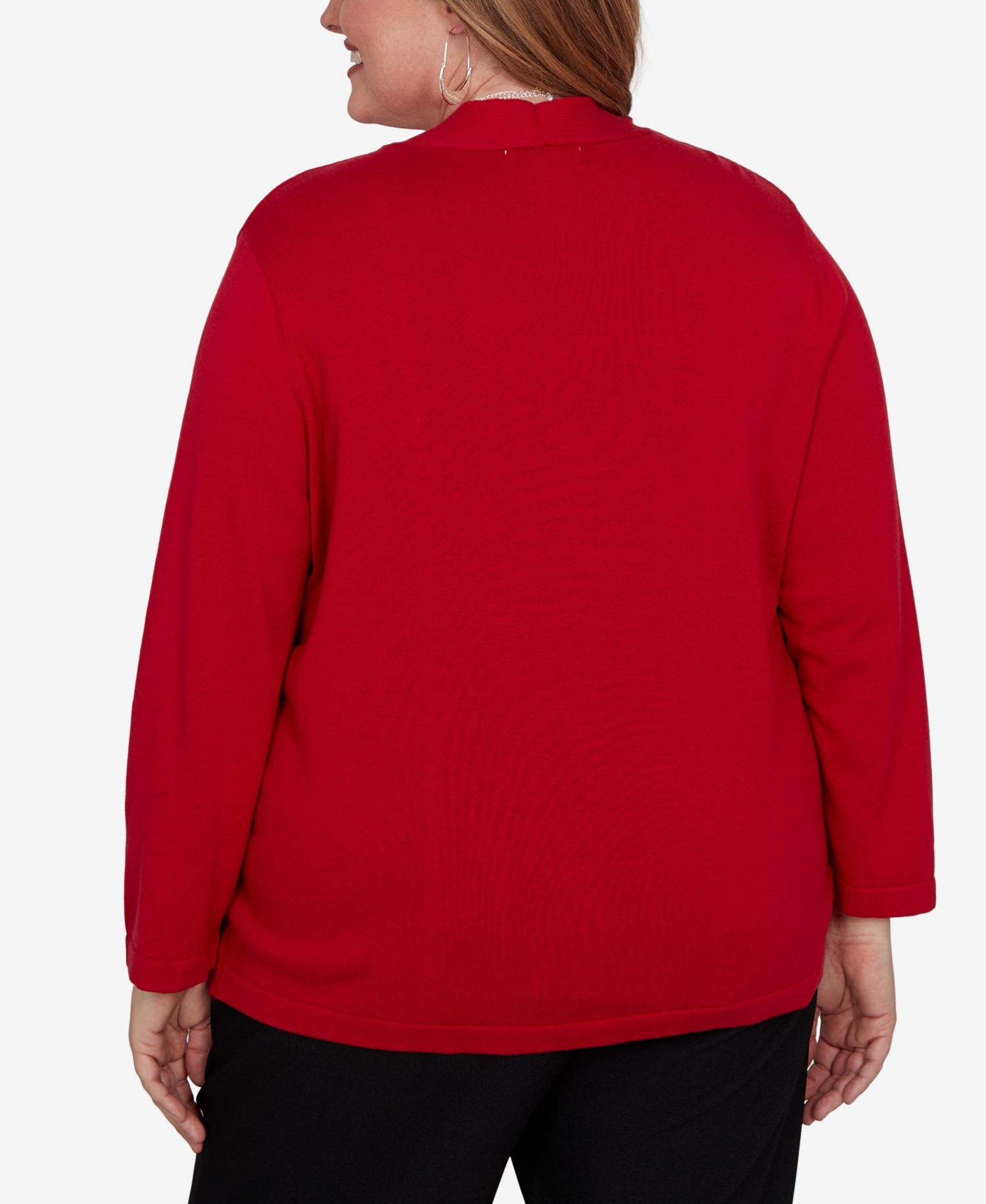 Plus Size Shawl Collar 3/4-Sleeve Cardigan Sweater