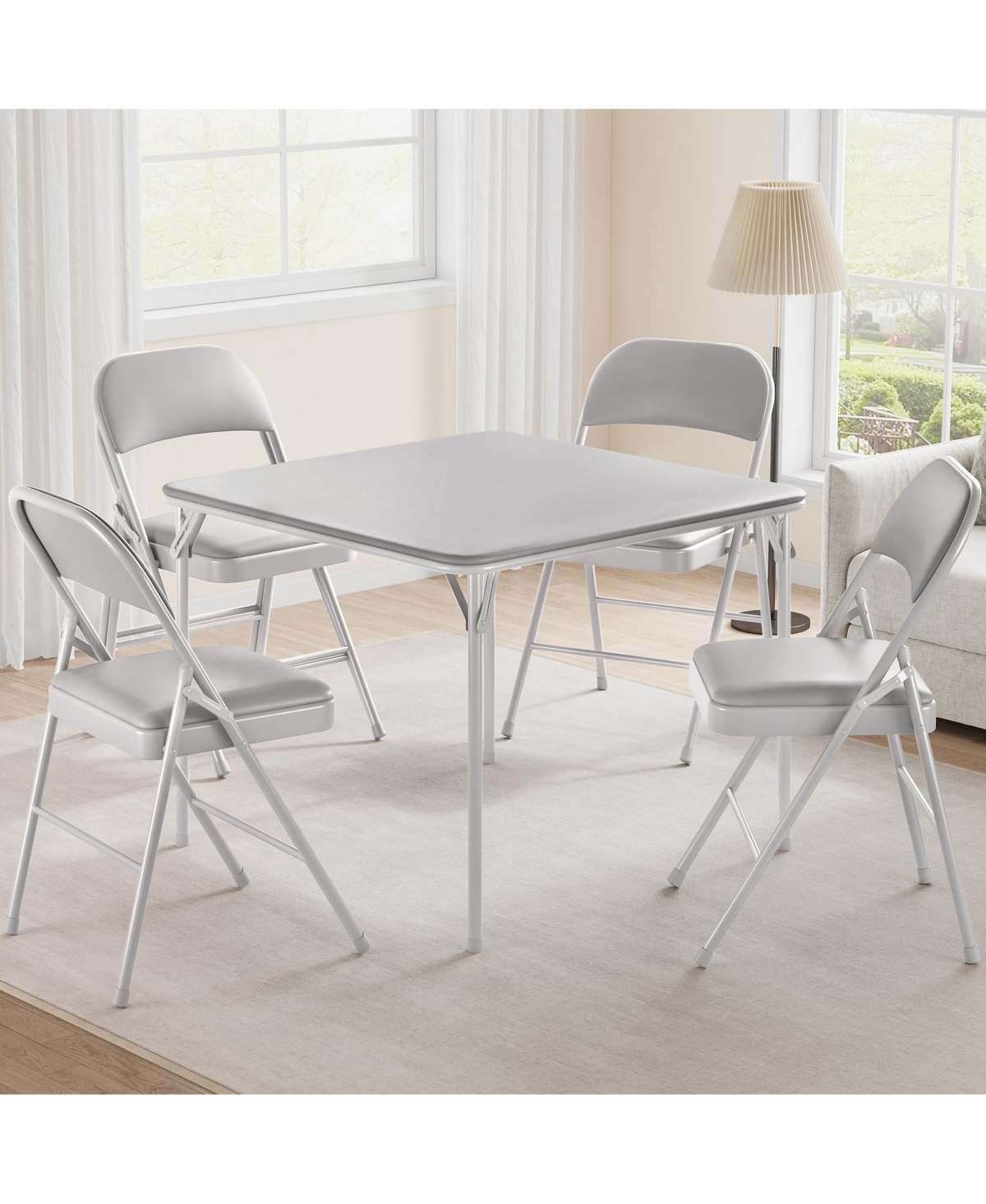 Gaomon 5-Piece Folding Table and Chairs Set, Space-Saving Pu Leather Chairs for Parties and Family Activities