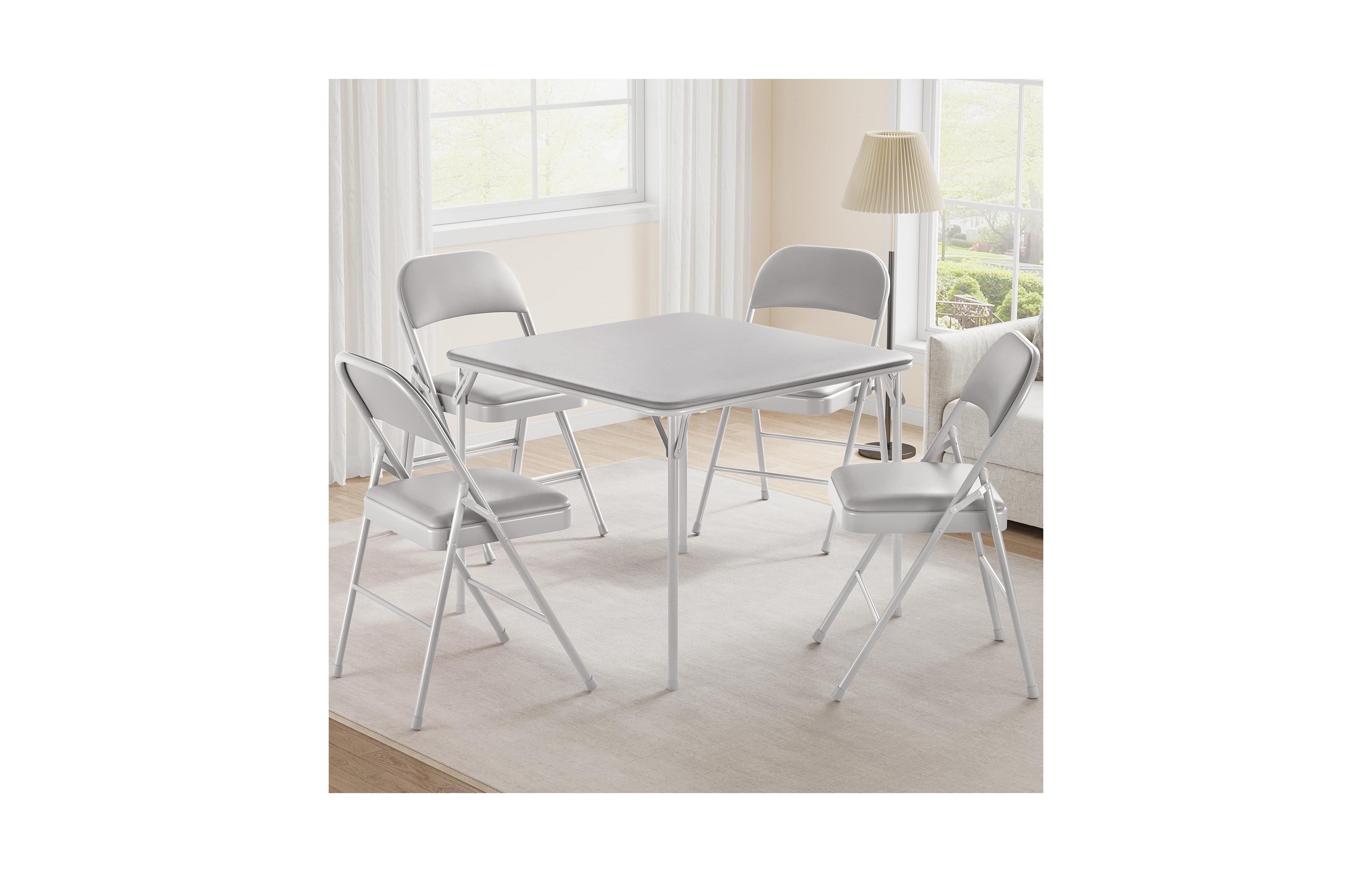 Gaomon 5-Piece Folding Table and Chairs Set, Space-Saving Pu Leather Chairs for Parties and Family Activities