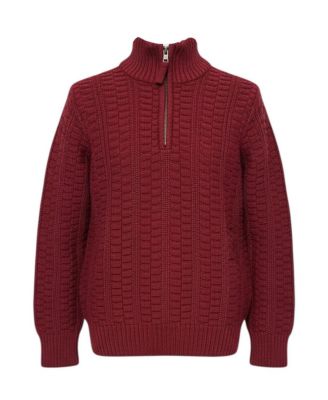 Little and Big Boys' S - XL Organic Half Zip Cable Pullover Sweater