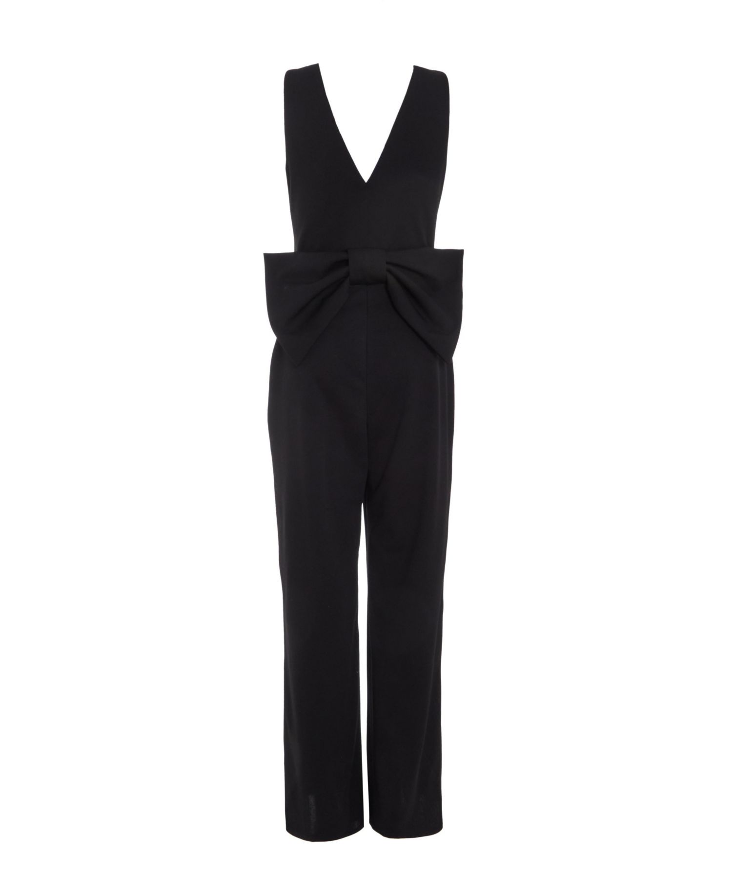 Women's Scuba Crepe Button Front Jumpsuit - Black
