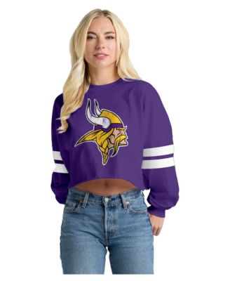 Women's Minnesota Vikings Oversized Cropped Long-Sleeve T-Shirt