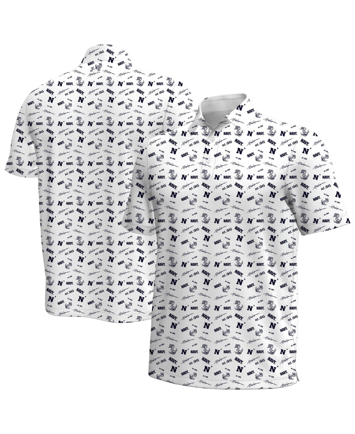Under Armour Men's Navy Midshipmen Gameday Armourfuse Classic-Fit Short-Sleeve Polo Shirt