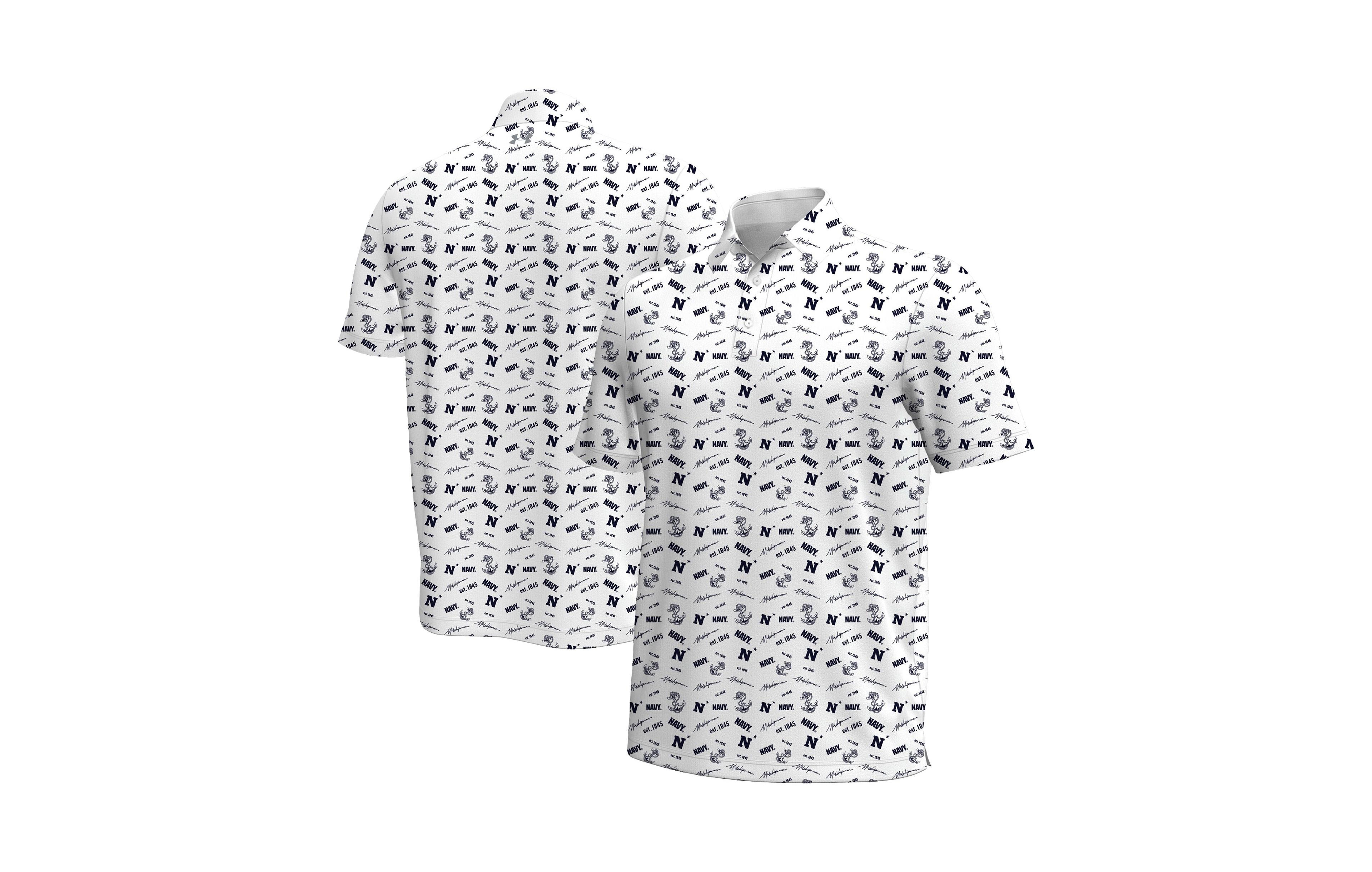 Under Armour Men's Navy Midshipmen Gameday Armourfuse Classic-Fit Short-Sleeve Polo Shirt