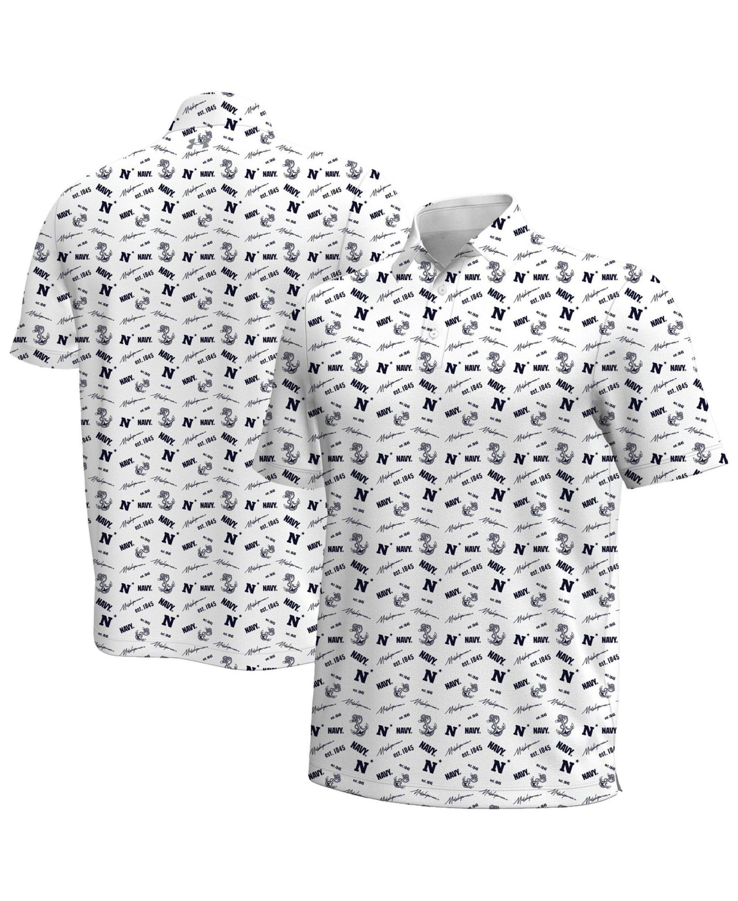 Men's Navy Midshipmen Gameday Armourfuse Classic-Fit Short-Sleeve Polo Shirt