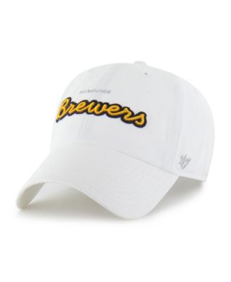 Women's White Milwaukee Brewers Trendy Script Clean Up Adjustable Hat