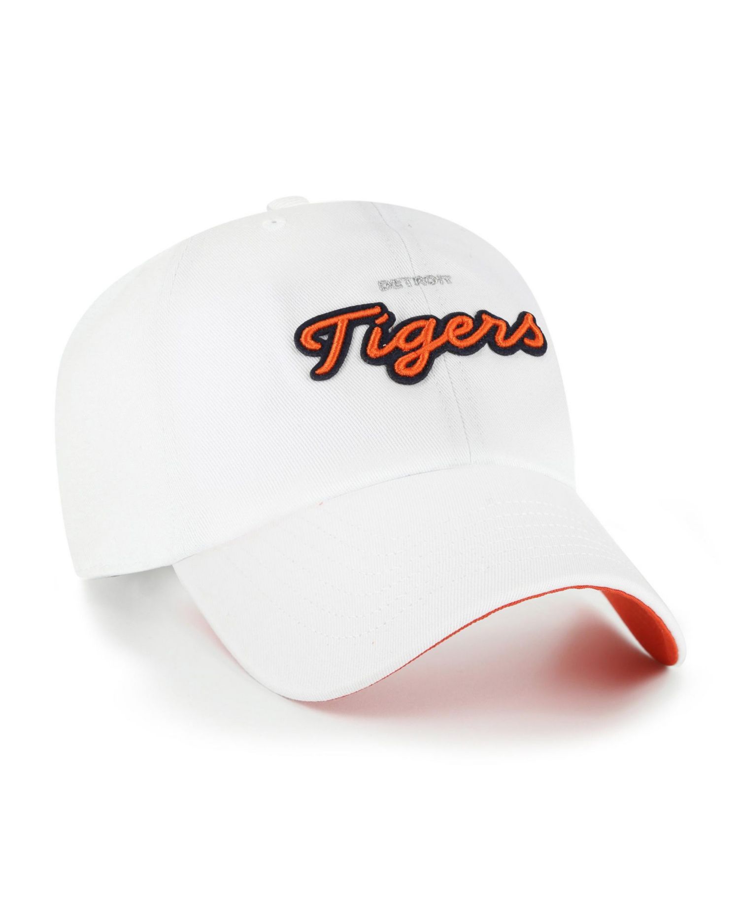 Women's White Detroit Tigers Trendy Script Clean Up Adjustable Hat