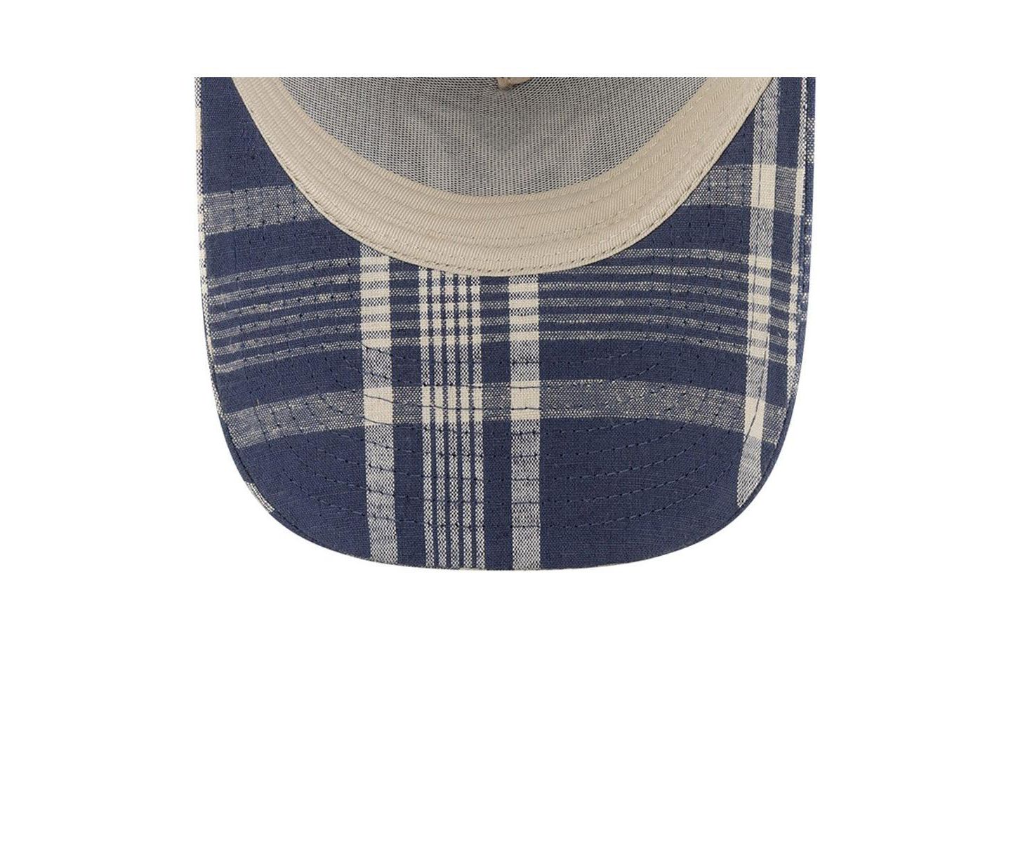 Мужская кепка New Era x Ralph Lauren Navy/Light Beige New York Yankees Plaid 9FORTY A-Frame Trucker Adjustable Hat — фото 2