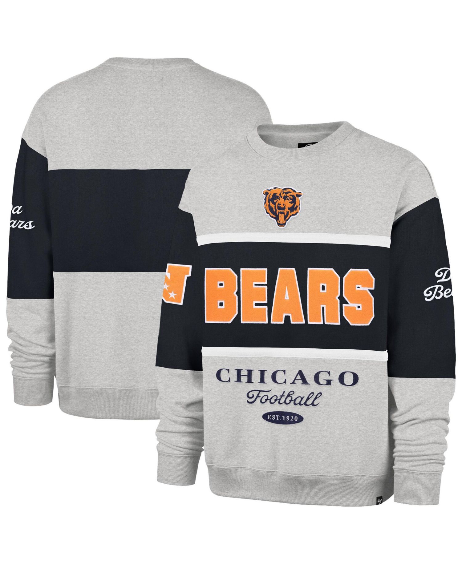 Men's Navy/Heather Gray Chicago Bears Blockfield Maximalist Sweatshirt
