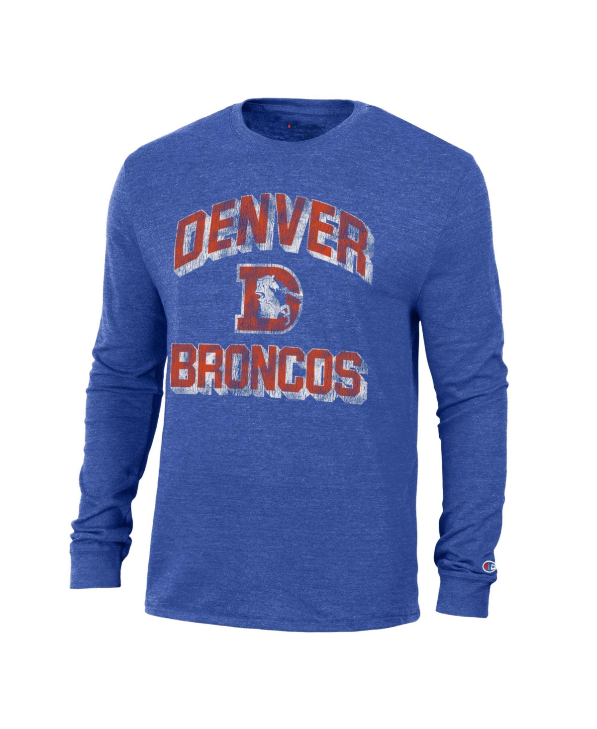 Champion Men's Heather Royal Denver Broncos Ultimate Tri-Blend Long Sleeve T-Shirt