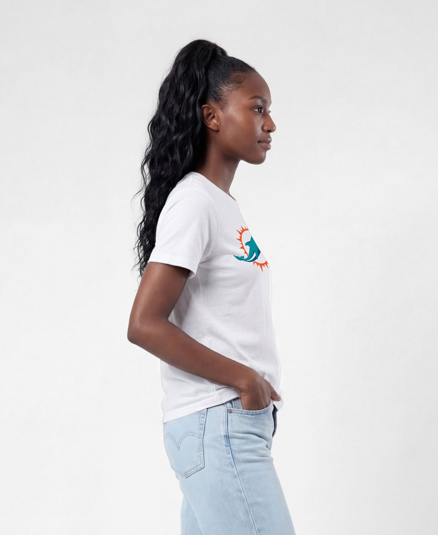 Women's Miami Dolphins Crewneck Logo T-Shirt